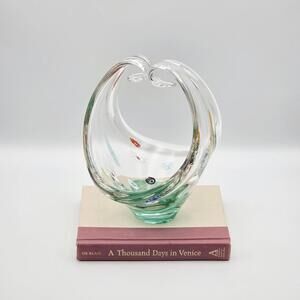 Handblown Murano Millefiori Art Glass • Vintage Italian Decorative Glass Basket